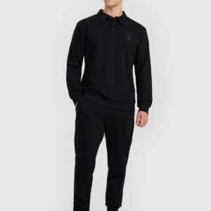 4F Bluza dresowa regular z kołnierzykiem męska - czarna