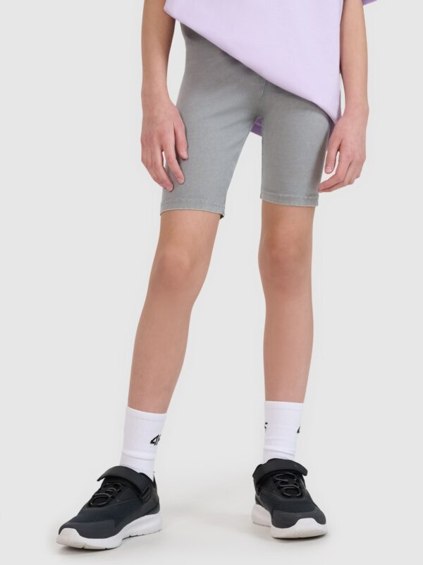 3b5811b5c9b9abb87d0583d77eef9c163976481d 4F Legginsy kolarki z efektem acid wash dziewczęce - szare 128 (7-8 lat)