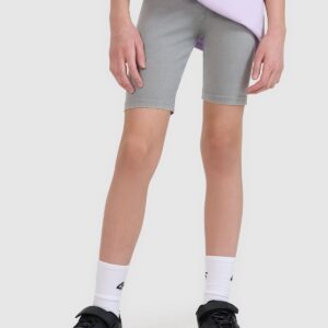 4F Legginsy kolarki z efektem acid wash dziewczęce - szare 128 (7-8 lat)