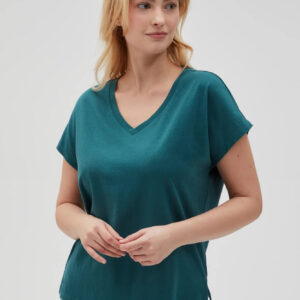 3b717826a5f0cfe355fe13a9311497c5599f88c1 Bawełniny t-shirt z dekoltem w serek zielony