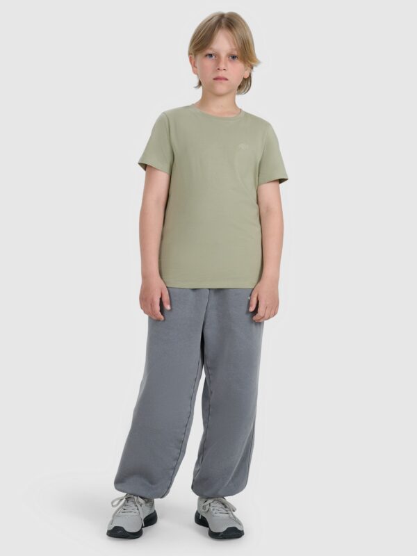 4F T-shirt regular gładki chłopięcy - zielony 128 (7-8 lat)