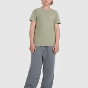 4F T-shirt regular gładki chłopięcy - zielony 128 (7-8 lat)