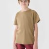 4F T-shirt gładki dziewczęcy - beżowy 146 (10-11 lat)