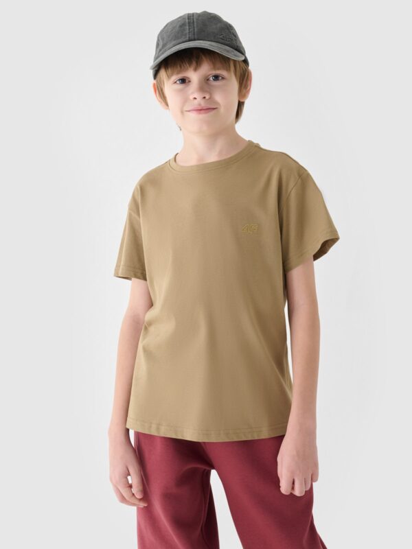 4F T-shirt gładki dziewczęcy - beżowy 146 (10-11 lat)