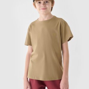 4F T-shirt gładki dziewczęcy - beżowy 146 (10-11 lat)