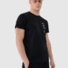 4F T-shirt regular z nadrukiem męski - czarny