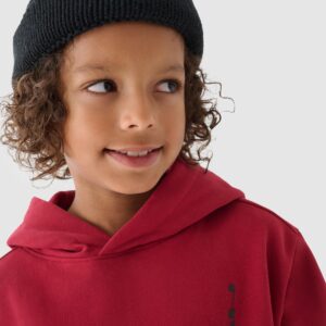 4F Bluza dresowa nierozpinana z kapturem chłopięca - czerwona 122 (6-7 lat)