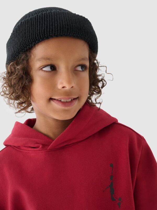 4F Bluza dresowa nierozpinana z kapturem chłopięca - czerwona 122 (6-7 lat)