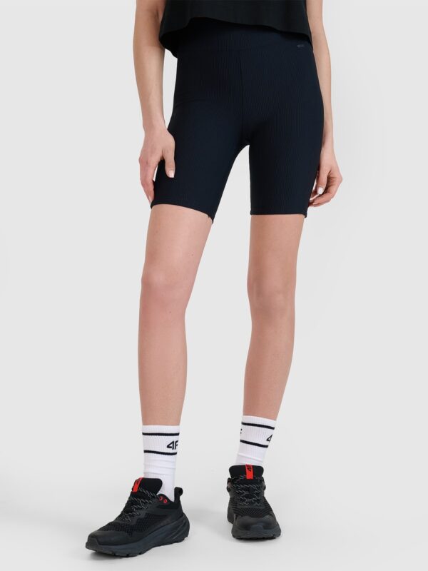 4F Legginsy krótkie dzianinowe damskie - czarne