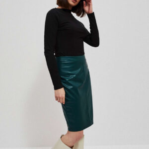 3c554540608fdb1b04a287fdf5818151a92a60c4 Spódnica z geometrycznym przeszyciem szmaragdowa