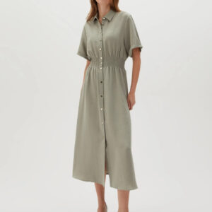 Koszulowa sukienka midi oliwkowa