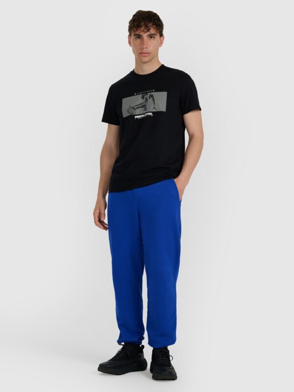 4F T-shirt regular z nadrukiem męski - czarny