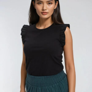 Bluzka z falbankami na ramionach czarna