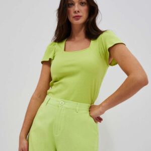 Bluzka z prążkowanej dzianiny neonowa