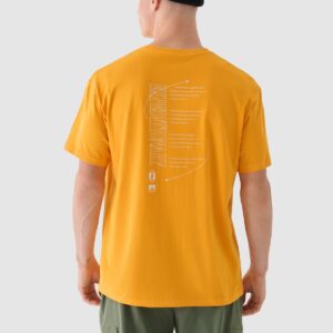 4F T-shirt oversize z nadrukiem męski - pomarańczowy