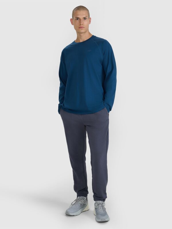 4F Longsleeve oversize gładki męski - granatowy