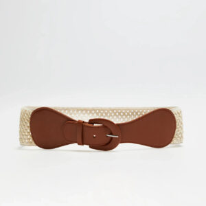 Szeroki pasek beżowy z klamrą