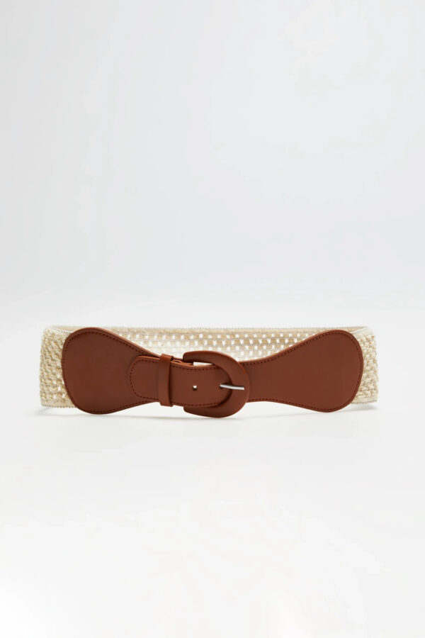 Szeroki pasek beżowy z klamrą