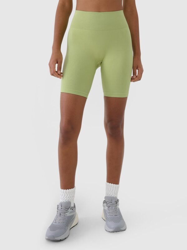 4F Legginsy kolarki bezszwowe treningowe damskie - zielone