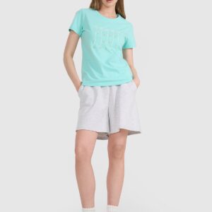 4F T-shirt regular z nadrukiem damski - turkusowy