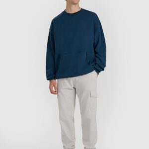 4F Bluza dresowa nierozpinana bez kaptura męska - granatowa