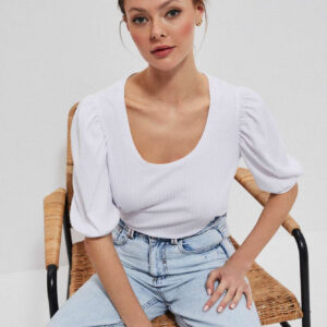 Bluzka z bufiastymi rękawami biała