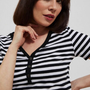 Bawełniana bluzka w paski czarna