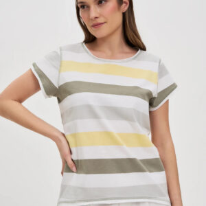 Bawełniany t-shirt w paski biały