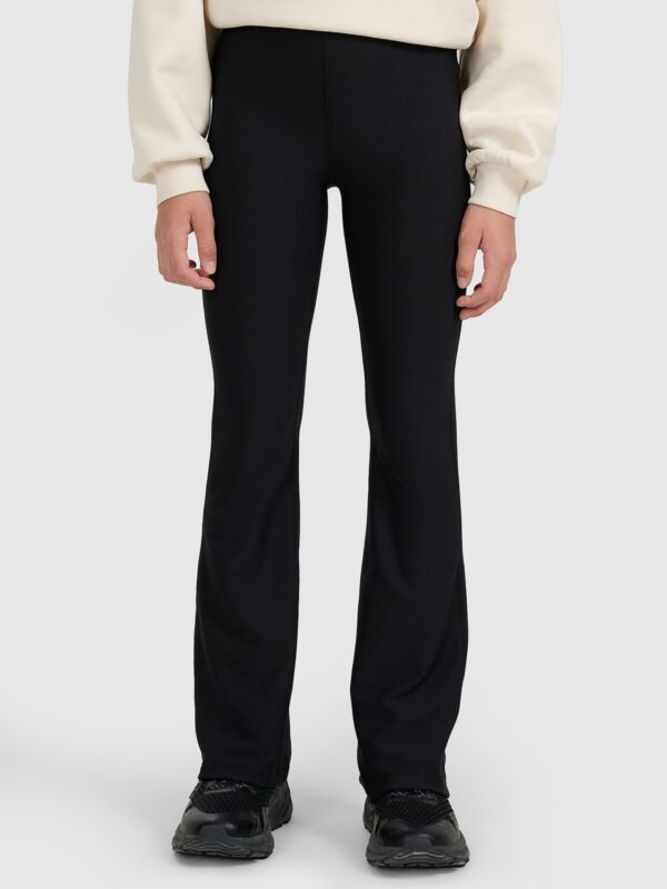 4F Spodnie z rozszerzanymi nogawkami z prążkowanej dzianiny dziewczęce - czarne 140 (9-10 lat)