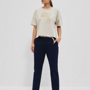 Spodnie typu chinos granatowe