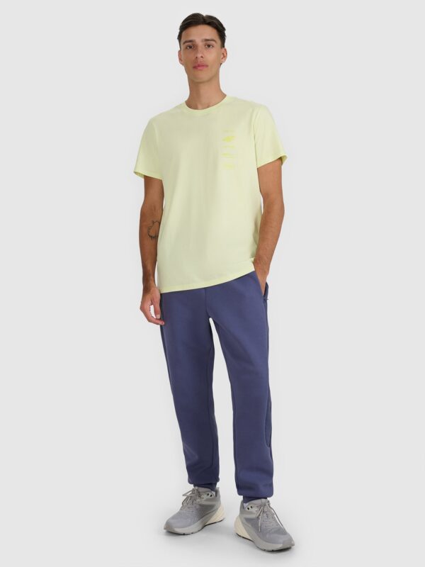 4F T-shirt regular z nadrukiem męski - żółty