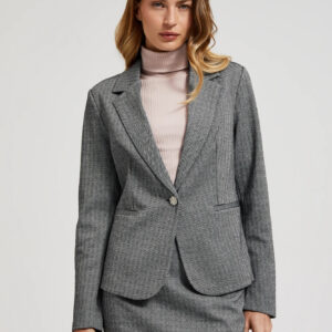 Jednorzędowa elegancka marynarka z długimi rękawami szara