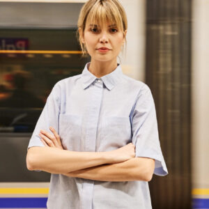 Bawełniana koszula w paski błękitna