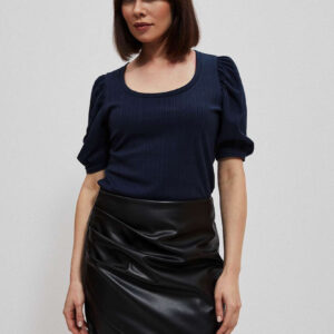 Bluzka z bufiastymi rękawami granatowa