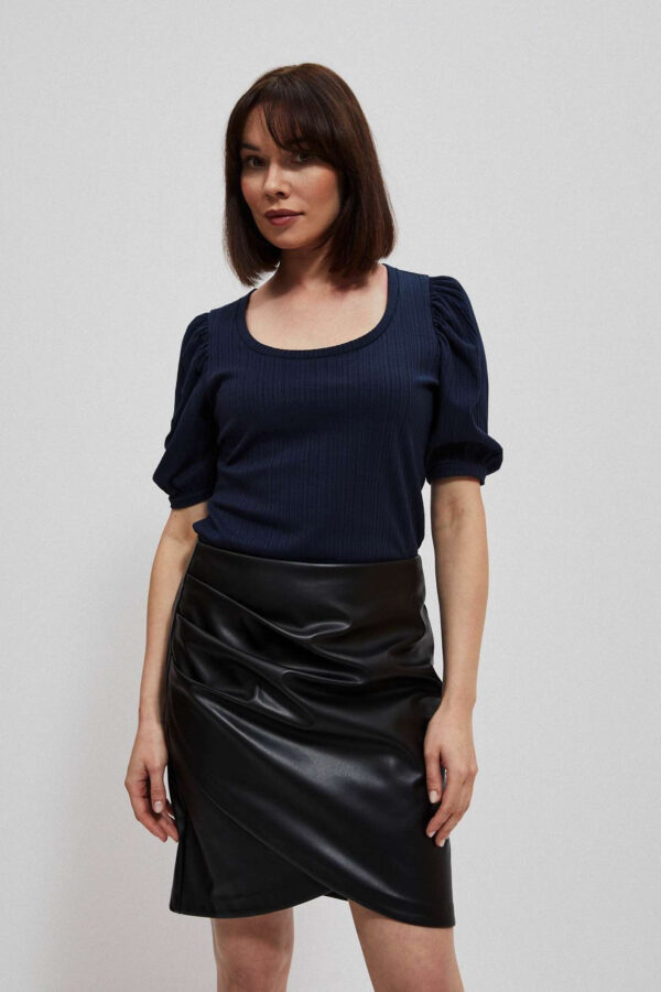 Bluzka z bufiastymi rękawami granatowa