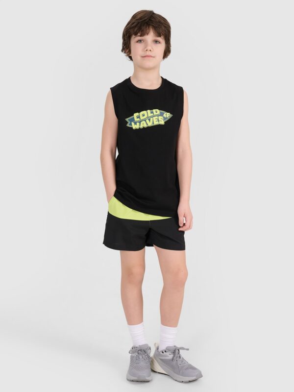430dc8d7955baead6a474955820dd4eeb222b257 4F Tank top regular z nadrukiem chłopięcy - czarny 128 (7-8 lat)