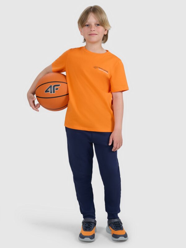 4F T-shirt regular z nadrukiem chłopięcy - pomarańczowy 140 (9-10 lat)