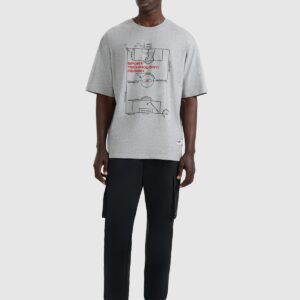 4F T-shirt oversize z nadrukiem męski - szary