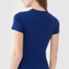 440147290d1d3a825dbbe0e09cd19e2ecab2d7a9 4F T-shirt slim z prążkowanej dzianiny damski - granatowy