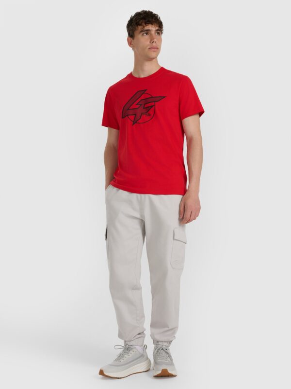 4F T-shirt regular z nadrukiem męski - czerwony