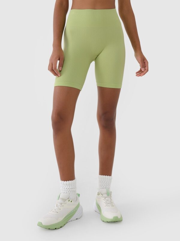 4F Legginsy kolarki bezszwowe treningowe damskie - zielone