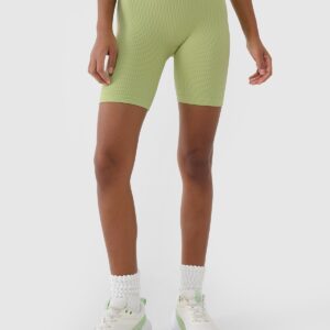 4F Legginsy kolarki bezszwowe treningowe damskie - zielone