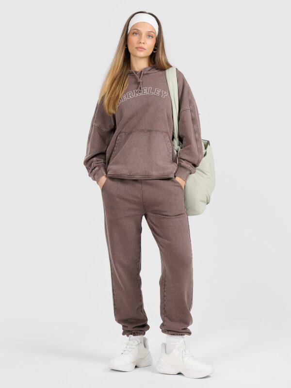 4F Bluza dresowa nierozpinana z kapturem damska - brązowa