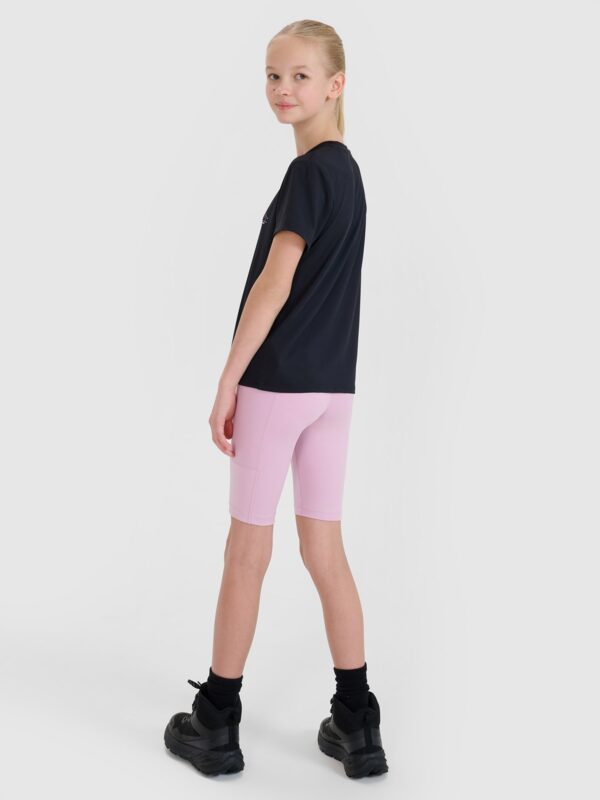 4F Legginsy kolarki trekkingowe szybkoschnące dziewczęce - różowe 134/140 (8-10 lat)