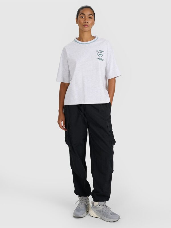 4F T-shirt oversize z nadrukiem damski - szary
