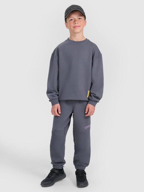 4F Bluza dresowa oversize nierozpinana bez kaptura chłopięca - szara 134 (8-9 lat)