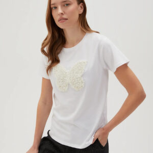 45eda6c1e678494385f4e78eef1645f024344122 Bawełniany t-shirt z aplikacją biały