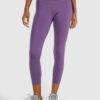 4F Legginsy treningowe 7/8 z wysokim stanem damskie - fioletowe