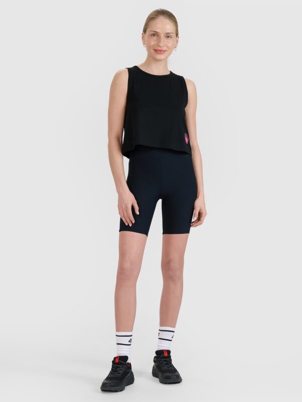 4F Top regular z nadrukiem damski - czarny