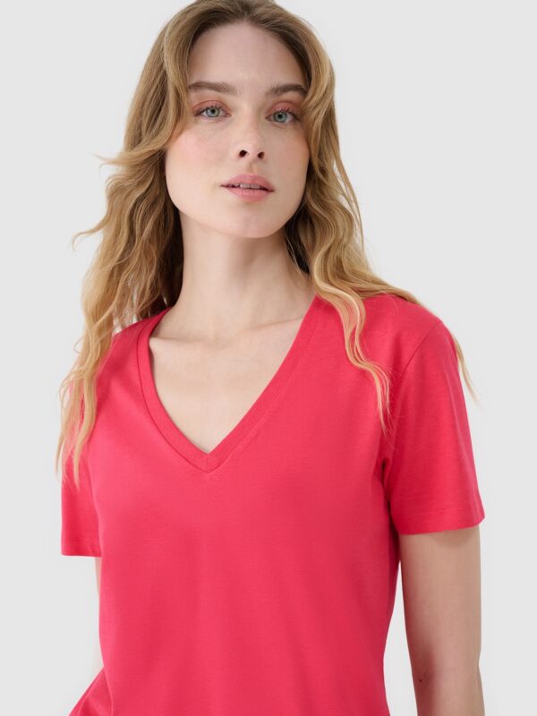 46df9d52e39fada63095a9bc65400f80163c3e62 4F T-shirt oversize z modalem damski - różowy